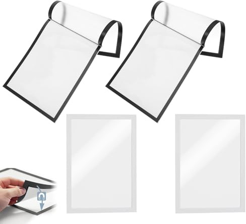 Hinapan 4 marcos magnéticos A4, marco magnético autoadhesivo, transparente y montado en la pared, para pintura de diamantes, pizarras informativas, imágenes infantiles