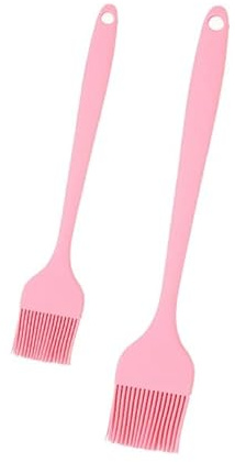 Pennello da Cucina in Silicone Rosa - Set di 2 Pezzi, Pennelli per Alimenti Resistenti al Calore per Barbecue, Pasticceria, Olio e Marinature - Design Ergonomico e Antiaderente, Facili da Pulire
