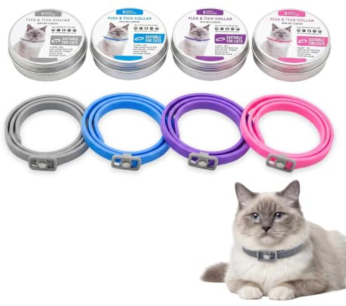 4-Piece Adjustable Cat Collars, Safe and Secure, Made of Silicone, Available in Purple, Gray, Blue, and Pink