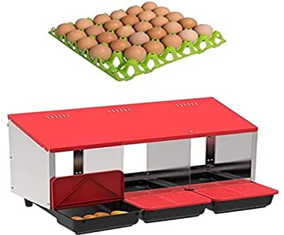 Ponedero de plastico, rojo, gallinas 3 departamentos