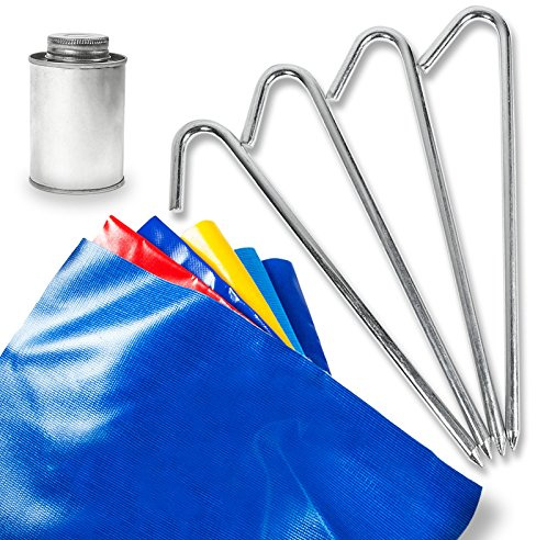 Inflatable HQ Inflatable Bounce House Hold Down Stakes and Professional Vinyl Repair Patch Kit