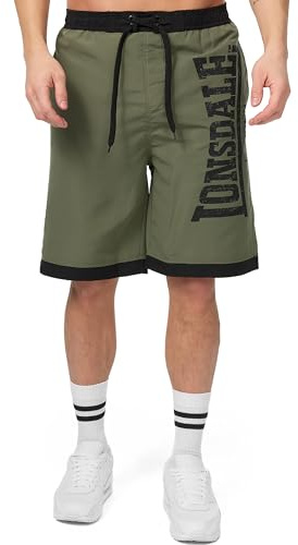 Lonsdale Clennell - Pantaloncini da Spiaggia da Uomo, Nero/Oliva, S