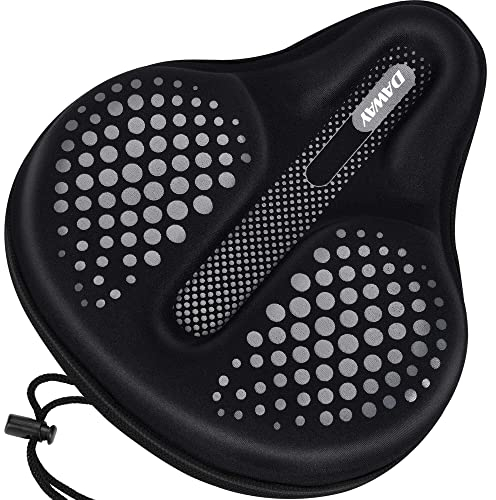DAWAY C6F Comfortable Bike Seat Cover - Large Wide Gel & Foam Padded Bike Seat Cushion for Women Men, Comfort, for Peloton, Stationary Exercise, Mountain and Cruiser Bicycle Saddles, Soft