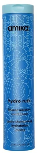 amika hydro rush intense moisture conditioner with hyaluronic acid, 275ml | for dry, textured, or coarse hair types 2a-4c, long-lasting hydration, color-safe, keratin + chemically treated safe