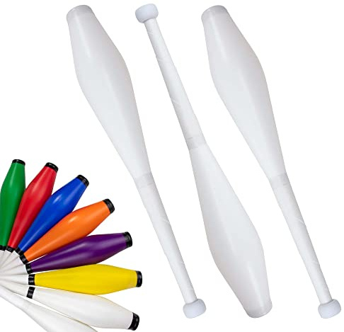 Juggle Dream Trainer Street Juggling Club - Juego de 3 grandes palos de entrenamiento, juego de malabares para principiantes y avanzados (todo blanco)