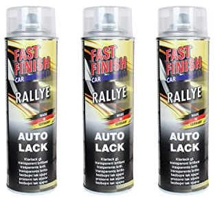 3x Klarlack glänzend, Sprühlack, Decklack, Autolack, Fast Finish 500ml, für Felgen und Karosserie, kratz-, stoß- und schlagfest, Lackierung