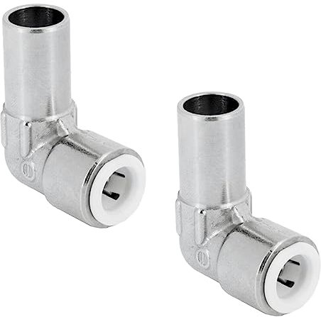 Pipestation Radiator Valve Pipe Reducer 15mm to 10mm Reducing 90° Elbow – 2 Pack | Pushfit Chrome Radiator Valves 90 Degree Elbow | Corner Radiator Valves 90° Elbow for Radiator & Towel Rail Valves