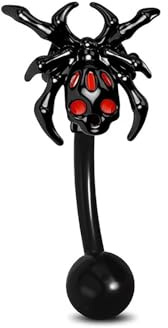 Niaspi 16G Black Spider Eyebrow Ring for Women Men 316L Surgical Steel Dark Spiders Eyebrow Curved Barbell Rings Cartilage Earrings Halloween Body Piercing Jewelry