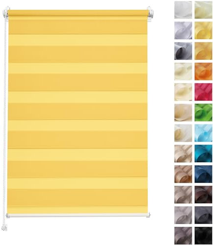 Rettika Doppelrollo Klemmfix ohne Bohren – Sonnig – Breite 45 cm, Höhe 120 cm – Duo Rollo für Innenräume, Sichtschutz Fensterrollo mit Lichtregulierung