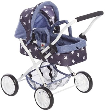 Bayer Chic 2000 Poussette de poupée Smarty, Petite Poussette de poupée pour Enfants à partir de 2 Ans, Poussette Jouet, étoiles, Bleu Marine