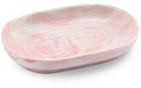 YoHyien Portasapone Ceramica, Antiscivolo Portasaponetta in Marmo, Portasapone da Lavandino, Porta Saponetta Solida da Bagno, Piattino Porta Sapone per Doccia e Cucina (Rosa)