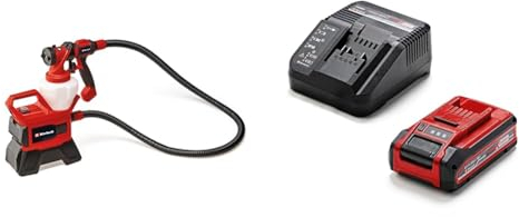 Einhell Akku-Farbsprühsystem TE-SY 18/90 Li Power X-Change (18 V, 1000 ml/min Förderleistung, 1200 ml Behälter, regulierbare Luft-/Farbmenge, inkl. Zubehör + 3,0 Ah Akku + Ladegerät)