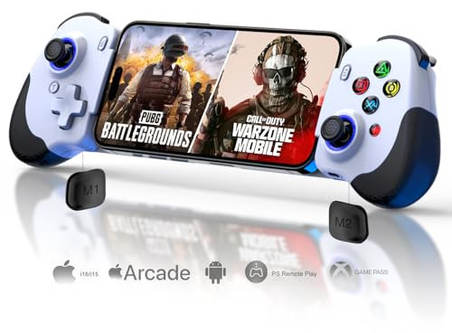 Joso Contrôleur de jeu Mobile pour Android,iPhone 15/16 série (USB-C) - jeu à distance PS5/PS4/Xbox/PC, COD, émulateurs, Genshin Impact & plus, Android pour PUBG,2 boutons Mappable