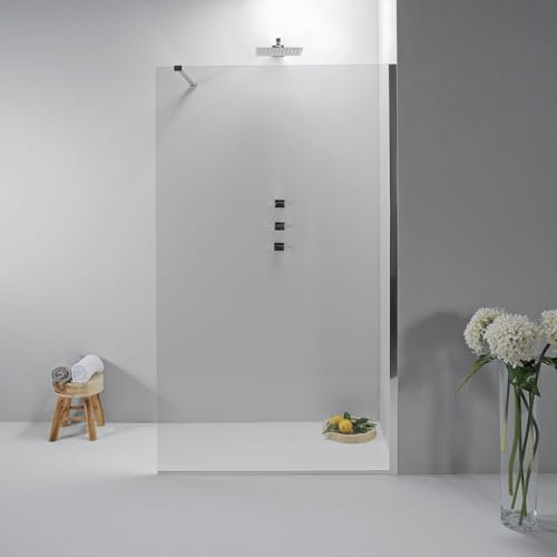 Box Doccia Walk In 80cm - Cabina Doccia in Cristallo Temperato 8mm, Trasparente e Anticalcare con Profilo in Alluminio Cromato ad Installazione Reversibile - Facile da Installare e Pulire