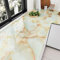 HotDecor Glossy Yellow Marble Wallpaper Vinyl Wrap for Kitchen Cupboards Washable Kitchen Worktop Covering Vinyl Self Adhesive Bathroom Wallpaper Waterproof Marble Yellow Furniture Wrap 60cm x 300cm