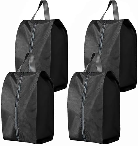4 PCS Shoe Bags for Travel, Waterproof Dust Proof Shoe Bags for Storage Shoe Pouch Shoes Packing Organizer for Travel or Home (Black)
