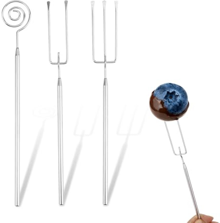 3pz Cioccolato Intingoli Utensili Set, Acciaio Inossidabile Caramelle Intingoli Utensili Forchette Fondue Cucchiara Intingitore Spirale per Caramelle Realizzazione Forniture Tartufi Praline