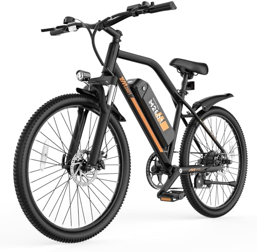 HiKeep Electric Mountain Bike for Adults - 48V Commuter E Bike with 750W Peak Motor, 26 Electric Mountain Bicycle, 374Wh Removable Battery, Up to 20MPH, Front Suspension & Dual Disc Brakes