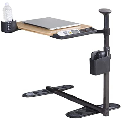 Signature Life - Mesa de charola para la independencia – Bandeja giratoria de bambú para TV y mesa auxiliar para sofá + asa de movilidad mayor y bastón de apoyo para sofá o silla elevadora