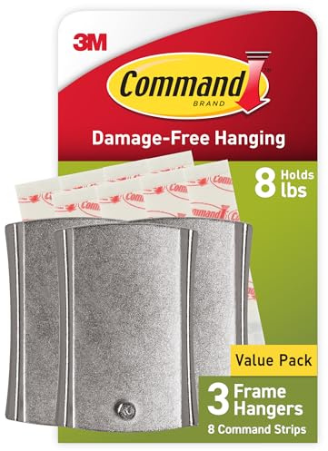 Command 8 lb Jumbo Universal Picture Hanger, 3 Frame Hangers and 8 Command Strips for Sawtooth, D-Ring, Wire, Keyhole and Other Frames, Damage-Free Hanging for Home Decor