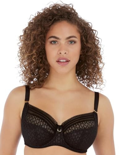 Freya Women's Viva Underwire Side Support Bra Full Coverage, Opaque, Lace Noir, 34E