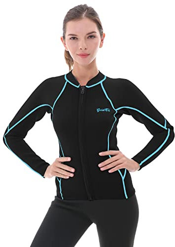 GoldFin Traje de neopreno para mujer, chaqueta de neopreno de manga larga de 2 mm, para aeróbicos acuáticos, buceo, surf, natación