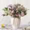 JARELING Flores Artificiales de peonías en jarrón, Ramo de peonías de Seda de hortensias Falsas con jarrón, arreglos de Flores sintéticas, decoración del hogar, Mesa Comedor (Morado)