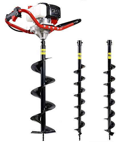 G Tarière à essence 52cc / Tarière essence avec 3 forets Ø 100/150 / 200mm * longueur 800mm Tarière