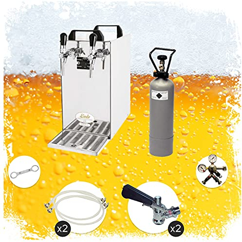ich-zapfe Komplett Set - Zapfanlage - Kontakt 40 2-leitig Trockenkühler, Durchlaufkühler 50 Liter/h, Green Line, Zapfkopf:NC Adapter, Zapfkopf 2:KeyKeg