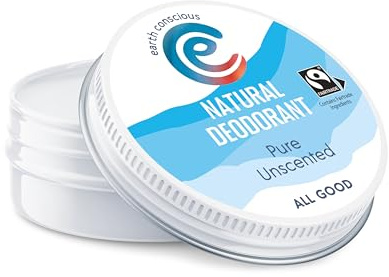 Earth Conscious 100% Natural Deodorant Organic Balm Cream 60g- Eco Friendly, Vegan, Plastic Free & Cruelty Free Deodorants for Men and Women. UK Made (Pure Unscented)