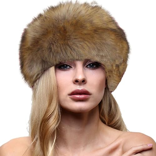 Damen Kunstfellmütze, russischer Kosaken-Stil, Wintermützen, Einheitsgröße