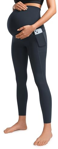 CRZ YOGA Womens Butterluxe 25'' Maternity Leggings with Pockets Over The Belly - Soft Workout Yoga Pregnancy Pants True Navy 12