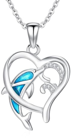 S925 Collier avec pendentif dauphin en argent sterling pour femme - Cadeau d'anniversaire pour femme - Cadeau d'anniversaire pour femme - Cadeau d'anniversaire pour elle - Maman - Femme - Amis, Argent