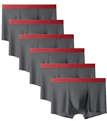 Calzoncillos Tipo Boxer para Hombre - 6Pcs Ropa Interior Sexy Sin Costuras De Seda De Hielo para Hombre Calzoncillos De Lencería Transpirables Sólidos para Deportes Diarios Al Aire Libre, Set A, 5