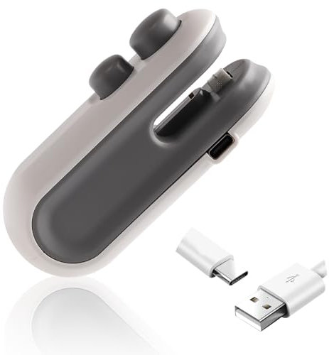 BTFO Sigillatrice per Mini Sacchetti, Macchina per Sottovuoto a Batteria, 2 in 1 e Taglierina per Sacchetti Magnetici, Bianca