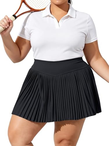 Moon Wood Falda Tenis Mujer Verano Tallas Grandes Versátil Minifalda Sexy de Cintura Alta Falda Pantalon Elástico Deportiva con Bolsillos,Negro,4XL