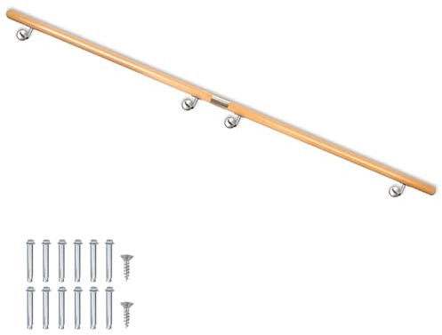 Buche Holz Handlauf Treppengeländer Geländer für Treppe Wandhandlauf Wand Treppe seitliche Montage Auswahl Länge 80-500 cm, Länge:350 cm
