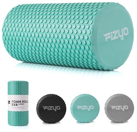Fizyo Faszienrolle – Pilates Rolle für Faszienmassage, Yoga Rolle für Wirbelsäule, EVA Faszienroller für Fitness, Yoga & Rehabilitation, Grün, 30x15 cm