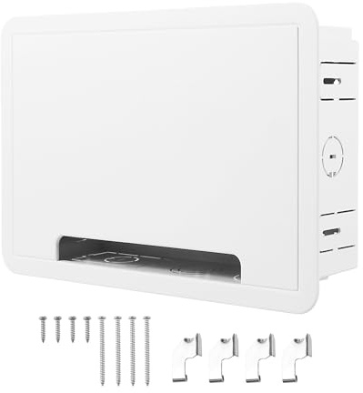 In Wall TV Media Box 9.3×14.3×3.9 Inch Recessed Cable Management Kit Organize Streaming Device in-Wall Network Enclosure TV Home Theater Box