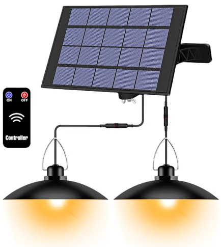 Lámparas Solares Para Exterior E Interior,IP65 Lámpara Colgante LED Solar Con Mando A Distancia,Lámpara Colgante Solar Exteriores Para Jardín,Terraza,Patio,Garaje