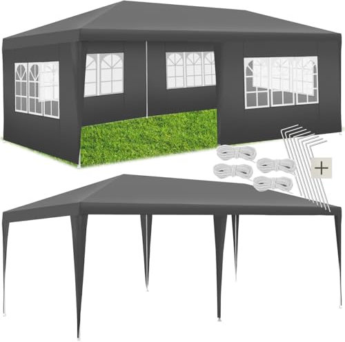tectake® Tonnelle de Jardin Exterieur Tente de Reception 6x3m Protection UV 30+, Barnum Chapiteau Gazebo Pavillon de Jardin, résistant à l'eau avec Parois Amovibles, Cadre Robuste en Acier époxy