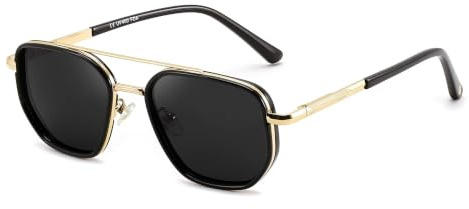 FEISEDY Polarized Aviator Sunglasses for Men Square Retro Metal Frame UV 400 Protection TAC Lens B0329