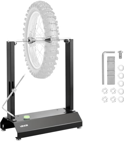 VEVOR Equilibratrice per Ruote di Moto e Biciclette, Equilibratore per Cerchi e Ruote per Moto con Coni di Centraggio Regolabili e Puntatore di Centratura, Diametro Ruota 813 mm capacità 40 kg