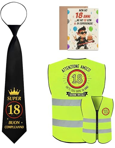 LOOBEAR 18 Anni Compleanno Uomo Donna Idee Regalo Uomo Compleanno, Biglietto di Auguri 18 anni, cravatta personalizzata, Divertente costume riflettente（65 * 58cm）