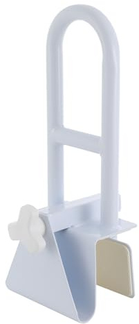 Asidero para bañera para personas mayores, color blanco, ajustable para entrada y salida para personas mayores, agarre seguro, alta capacidad de carga, almohadilla de goma para proteger la bañera
