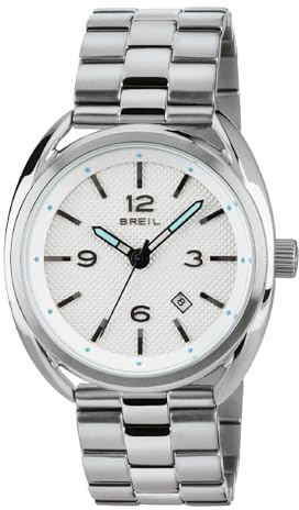 Armbandsur BREIL för man BEAUBOURG Klocka med klockarmband av stål, fabrik TIME JUST – 3H QUARZUHR armband EINE GRÖßE Klockarmband: stål; urtavla: vit