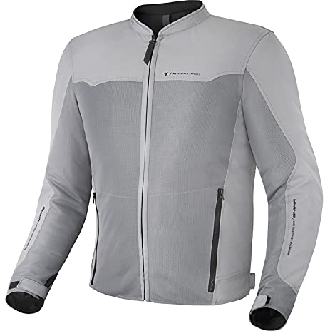 SHIMA OPENAIR Giacca Moto Uomo - Leggera e Traspirante Giubbotto moto uomo estiva in trete con protezioni CE per schiena, spalle e gomiti (Grigio, XXL)
