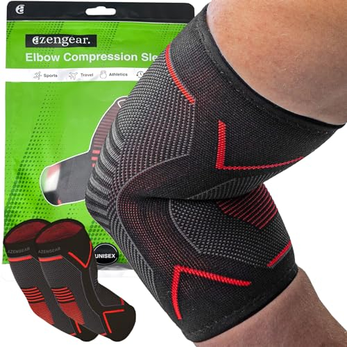 aZengear Ellenbogenbandage 2‑Pack | kompressions Sleeve zur Tennisarm- & Golfarm-Unterstützung | Ellenbogenbandage Herren & Damen für Kraftsport, Gewichtheben, Arthritis, Tendinitis (XL)