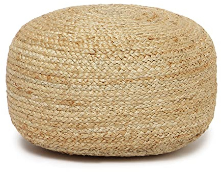 REDEARTH · Jute Circular Low Pouf Ottoman - Braided Pouffe Accent Sitting Round Footrest for Living Room, Bedroom, Nursery, kidsroom, Patio, Gym; 100% Jute (18X18X10; Natural)