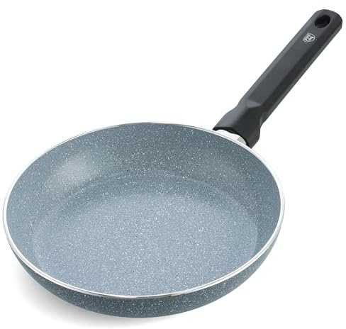 GreenChef Granite Ceramic Pro Healthy Ceramic Nonstick 32 cm Frying Pan Skillet, PFAS Free, Quartz Stone Look, Metal Utensil Safe, Suitable for all hobs including Induction, Oven Safe up to 160°C,Grey